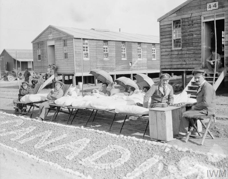 Soldiers Sunbathing Outside No. 4 Canadian General Hospital